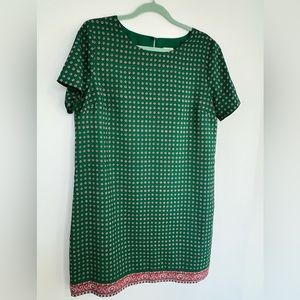 J. Crew Green Printed Shift Dress